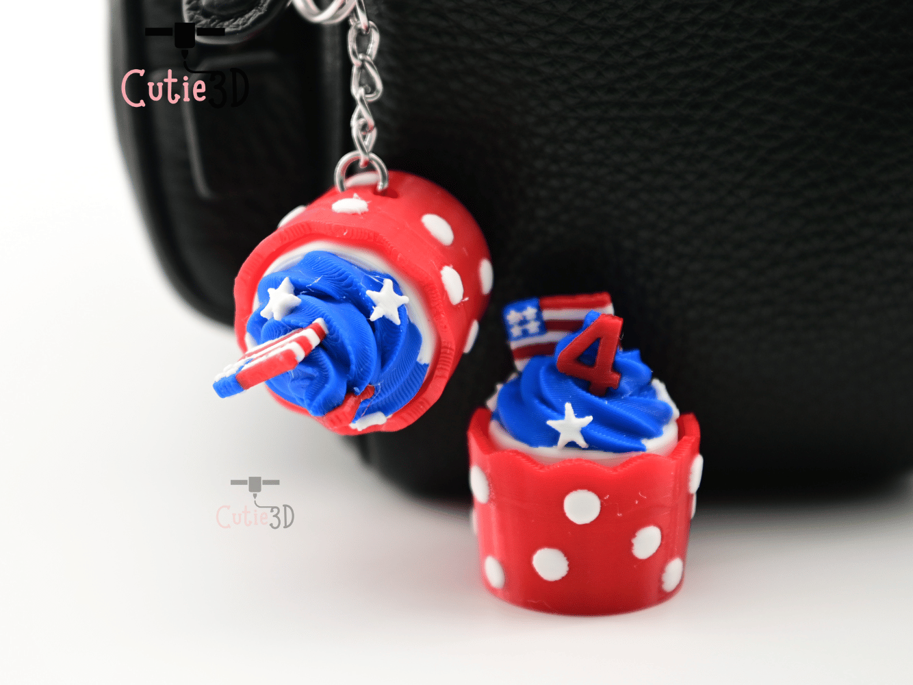 Digital Downloads - Cutie3D July 4Th Cupcake Keycap Fidget Clicker Keychain - Cute Backpack Keychain