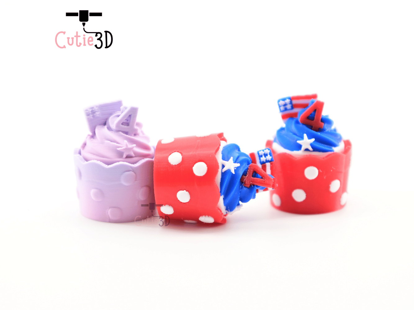 Digital Downloads - Cutie3D July 4Th Cupcake Keycap Fidget Clicker Keychain - Cute Backpack Keychain