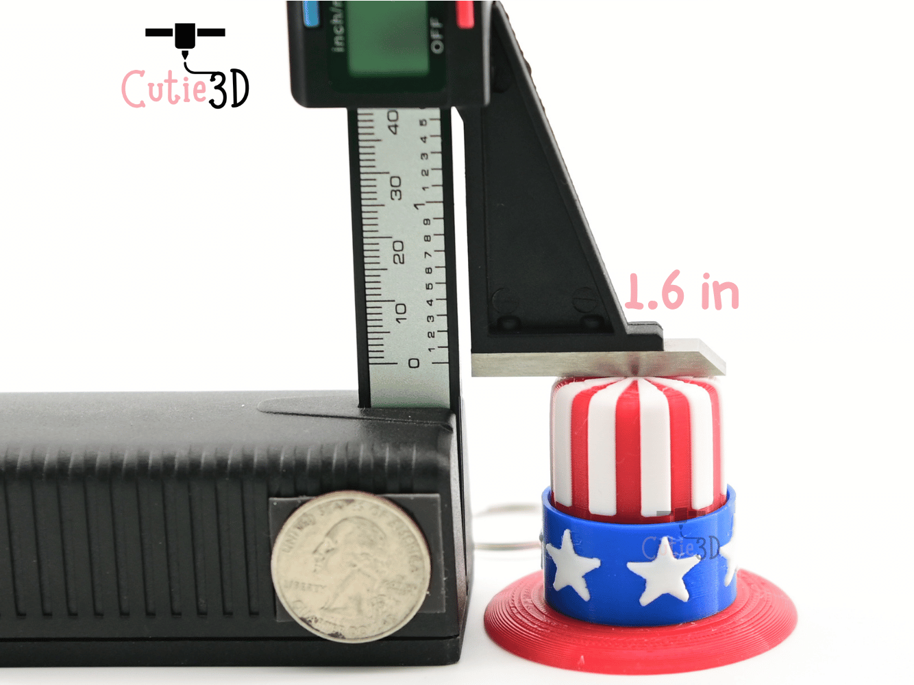 Digital Downloads - Cutie3D July 4Th Hat Keycap Fidget Clicker Keychain - Cute Backpack Keychain