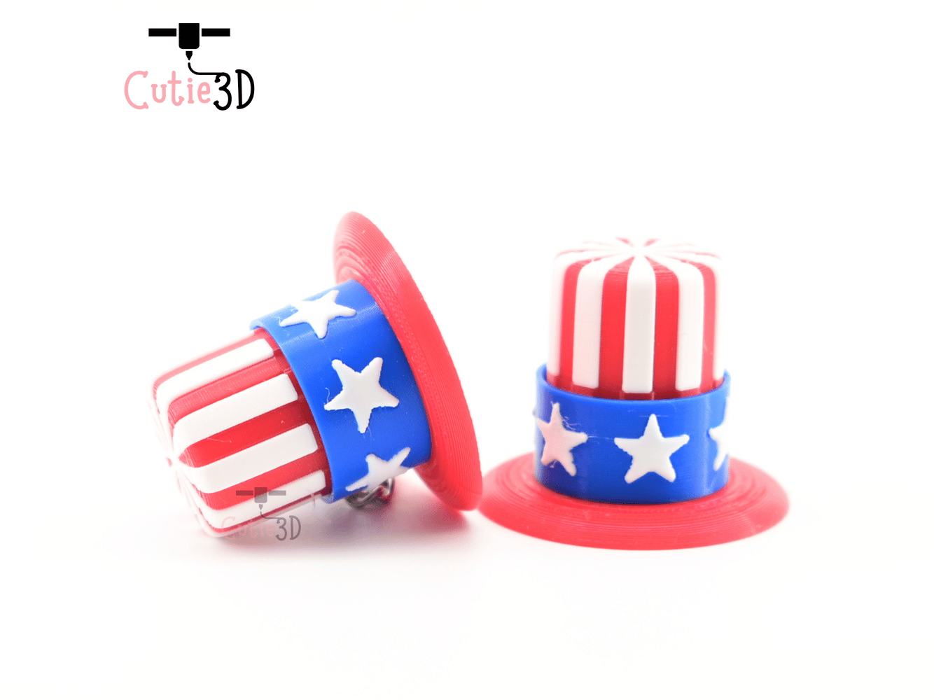 Digital Downloads - Cutie3D July 4Th Hat Keycap Fidget Clicker Keychain - Cute Backpack Keychain