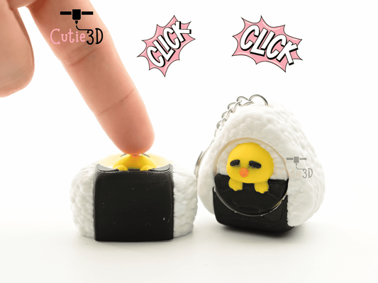 Digital Downloads - Cutie3D Kawaii Onigiri Chick For Food Lovers Keycap Fidget Clicker Keychain - Cute Backpack Keychain