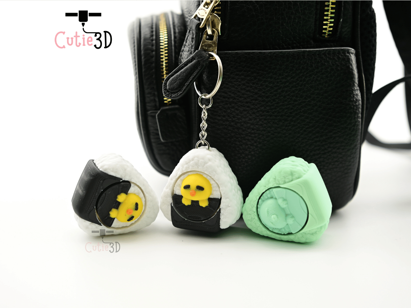 Digital Downloads - Cutie3D Kawaii Onigiri Chick For Food Lovers Keycap Fidget Clicker Keychain - Cute Backpack Keychain