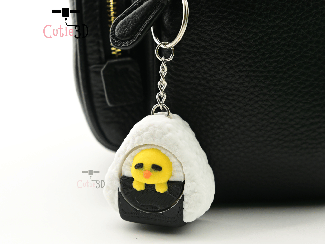 Digital Downloads - Cutie3D Kawaii Onigiri Chick For Food Lovers Keycap Fidget Clicker Keychain - Cute Backpack Keychain