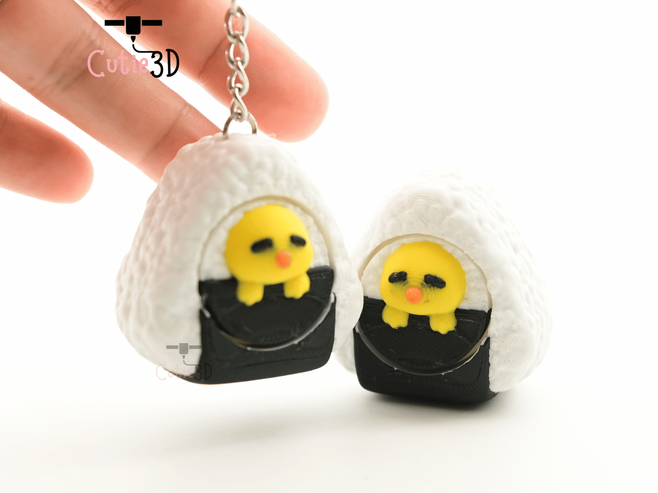 Digital Downloads - Cutie3D Kawaii Onigiri Chick For Food Lovers Keycap Fidget Clicker Keychain - Cute Backpack Keychain