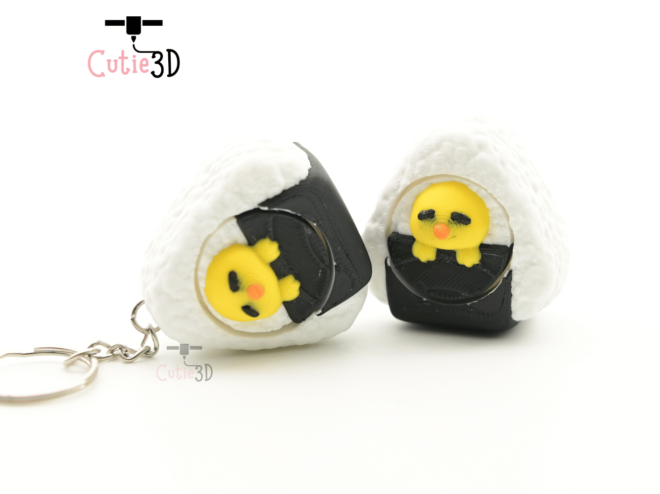 Digital Downloads - Cutie3D Kawaii Onigiri Chick For Food Lovers Keycap Fidget Clicker Keychain - Cute Backpack Keychain