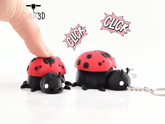 Digital Downloads - Cutie3D Keycap Fidget Clicker Adorable Ladybug Keychain - Cute Backpack Keychain