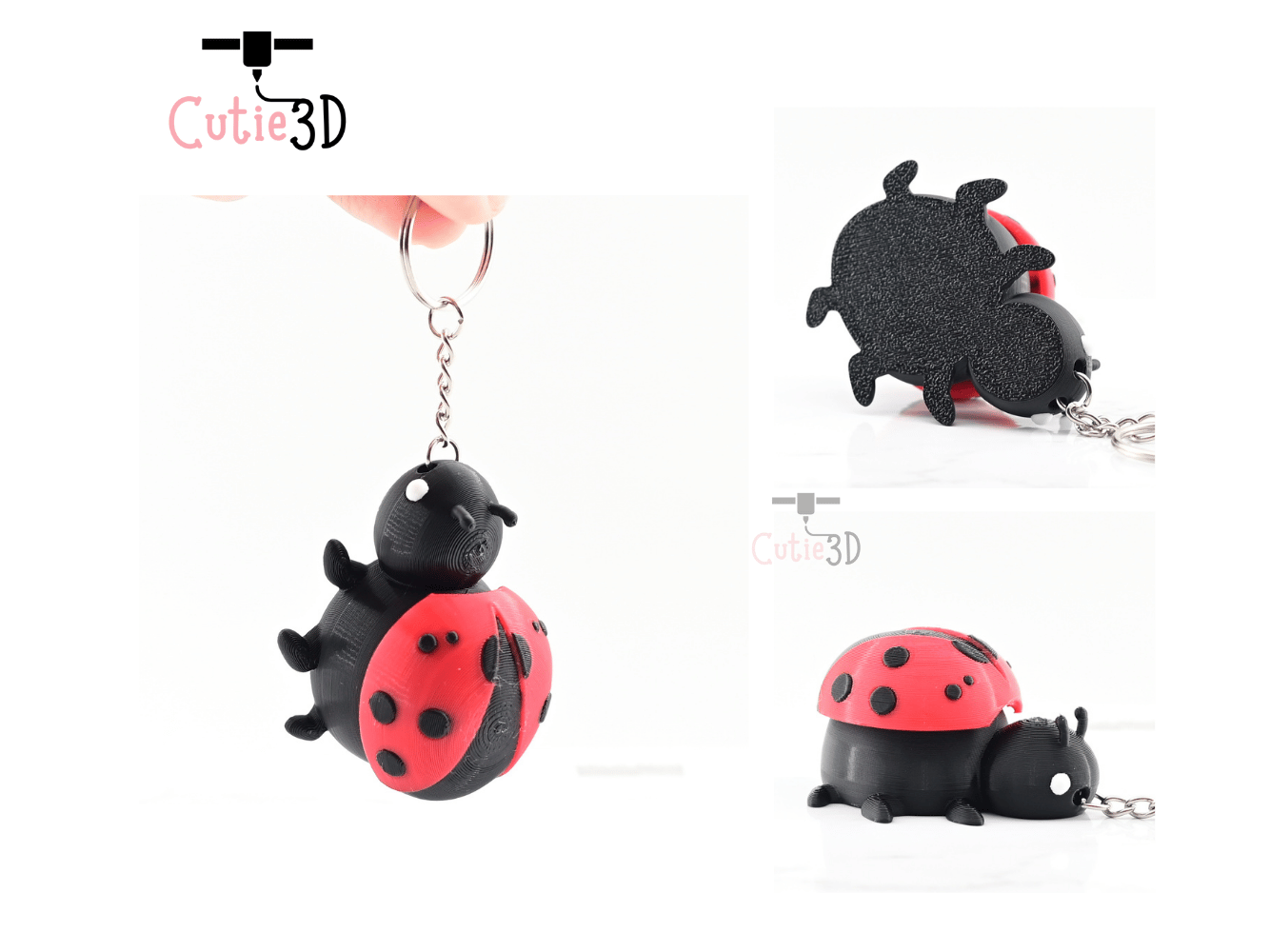 Digital Downloads - Cutie3D Keycap Fidget Clicker Adorable Ladybug Keychain - Cute Backpack Keychain