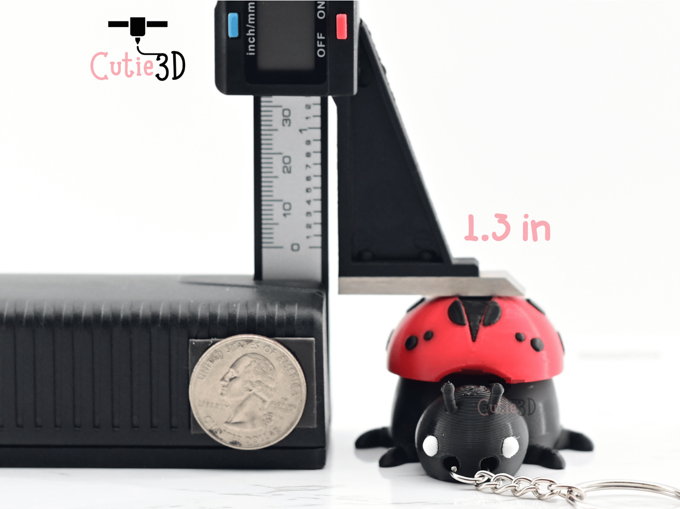 Digital Downloads - Cutie3D Keycap Fidget Clicker Adorable Ladybug Keychain - Cute Backpack Keychain