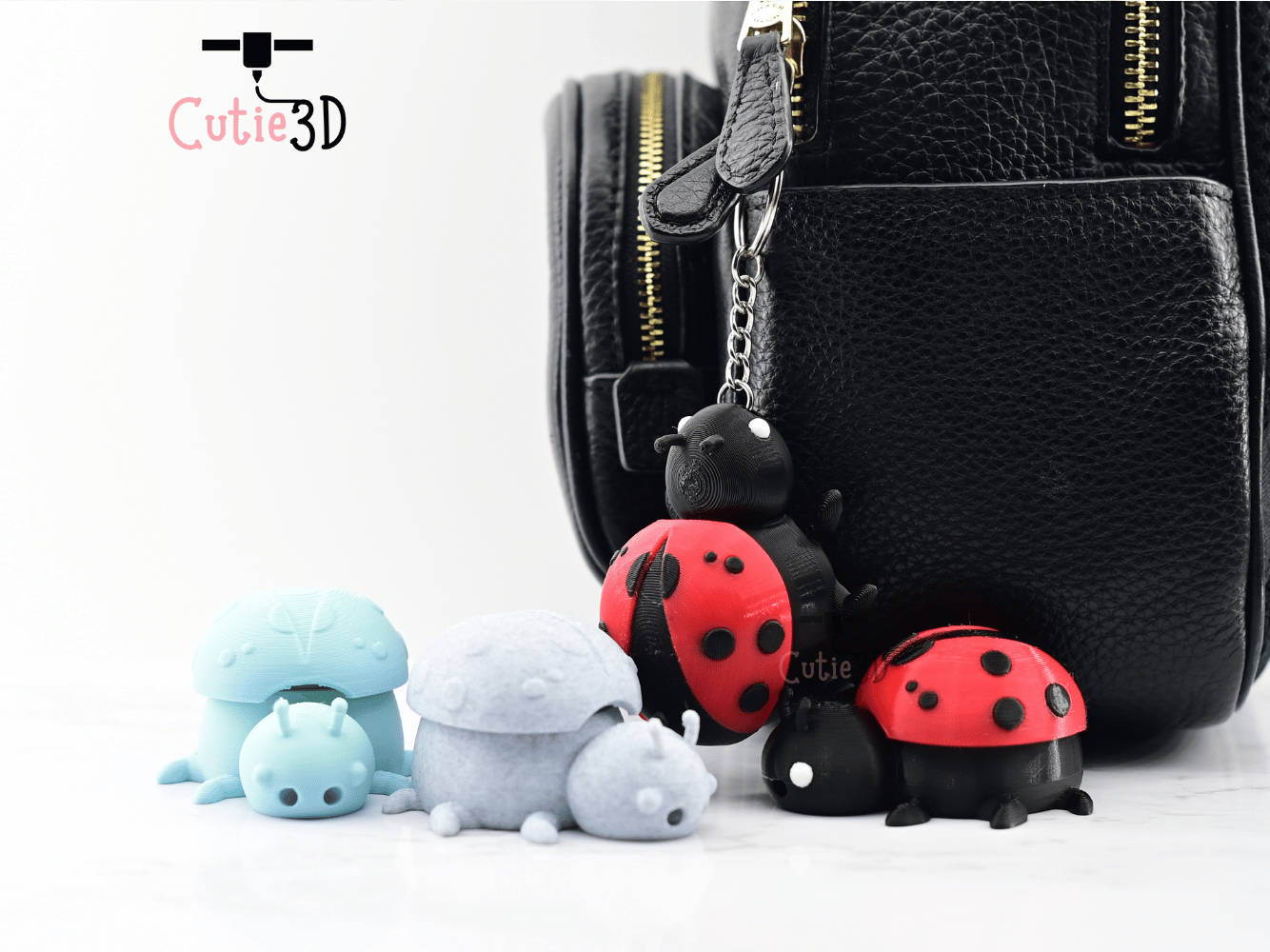 Digital Downloads - Cutie3D Keycap Fidget Clicker Adorable Ladybug Keychain - Cute Backpack Keychain