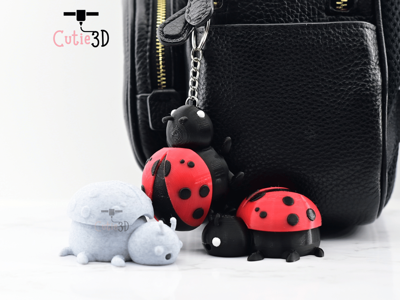 Digital Downloads - Cutie3D Keycap Fidget Clicker Adorable Ladybug Keychain - Cute Backpack Keychain