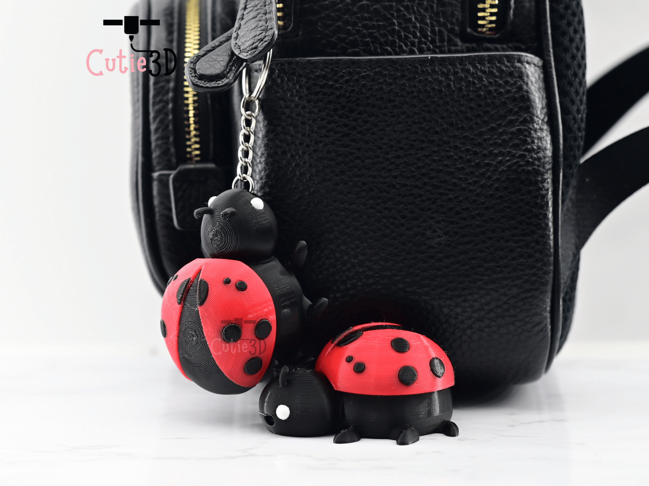 Digital Downloads - Cutie3D Keycap Fidget Clicker Adorable Ladybug Keychain - Cute Backpack Keychain
