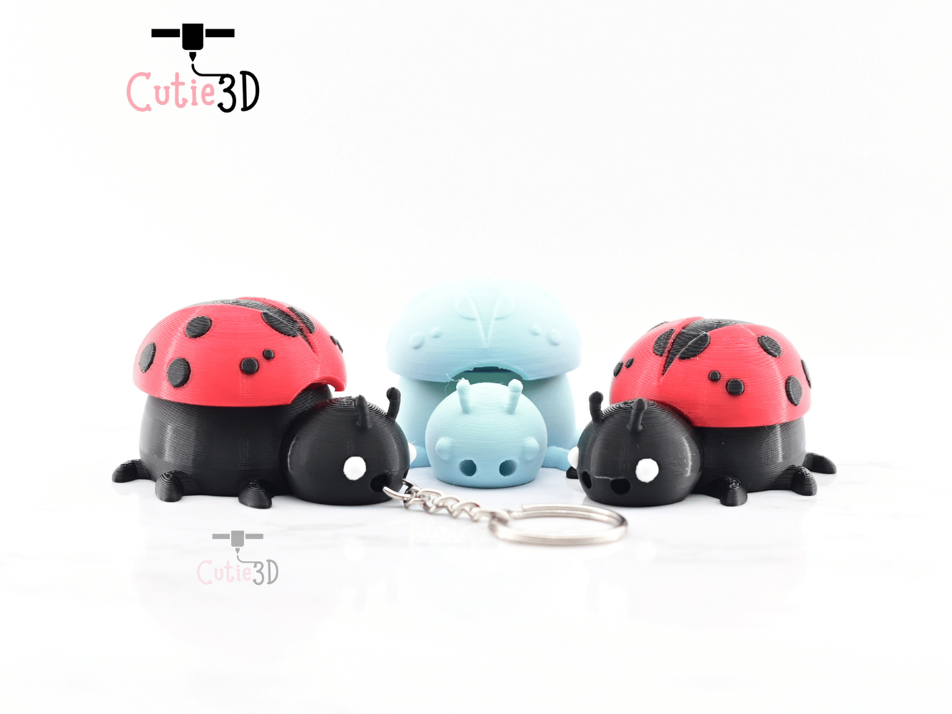 Digital Downloads - Cutie3D Keycap Fidget Clicker Adorable Ladybug Keychain - Cute Backpack Keychain