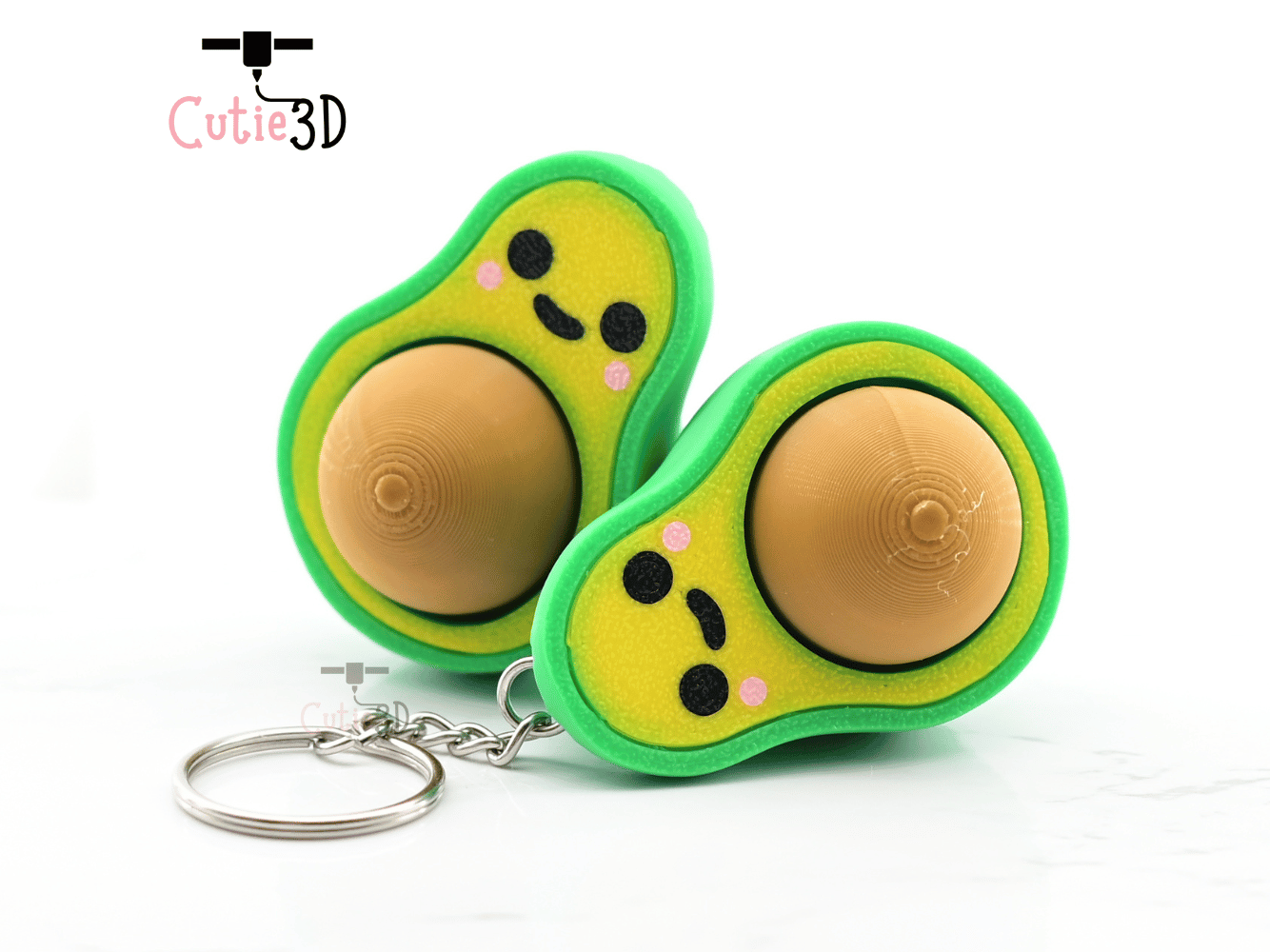Digital Downloads - Cutie3D Keycap Fidget Clicker Avocado Keychain - Cute Backpack Keychain