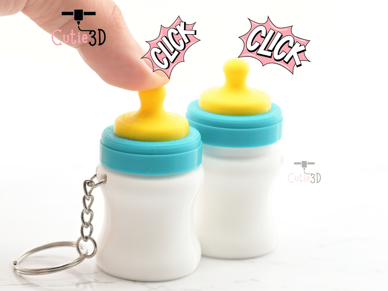 Digital Downloads - Cutie3D Keycap Fidget Clicker Baby Milk Bottle Keychain - Cute Backpack Keychain