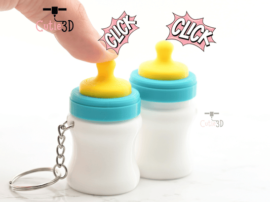 Digital Downloads - Cutie3D Keycap Fidget Clicker Baby Milk Bottle Keychain - Cute Backpack Keychain