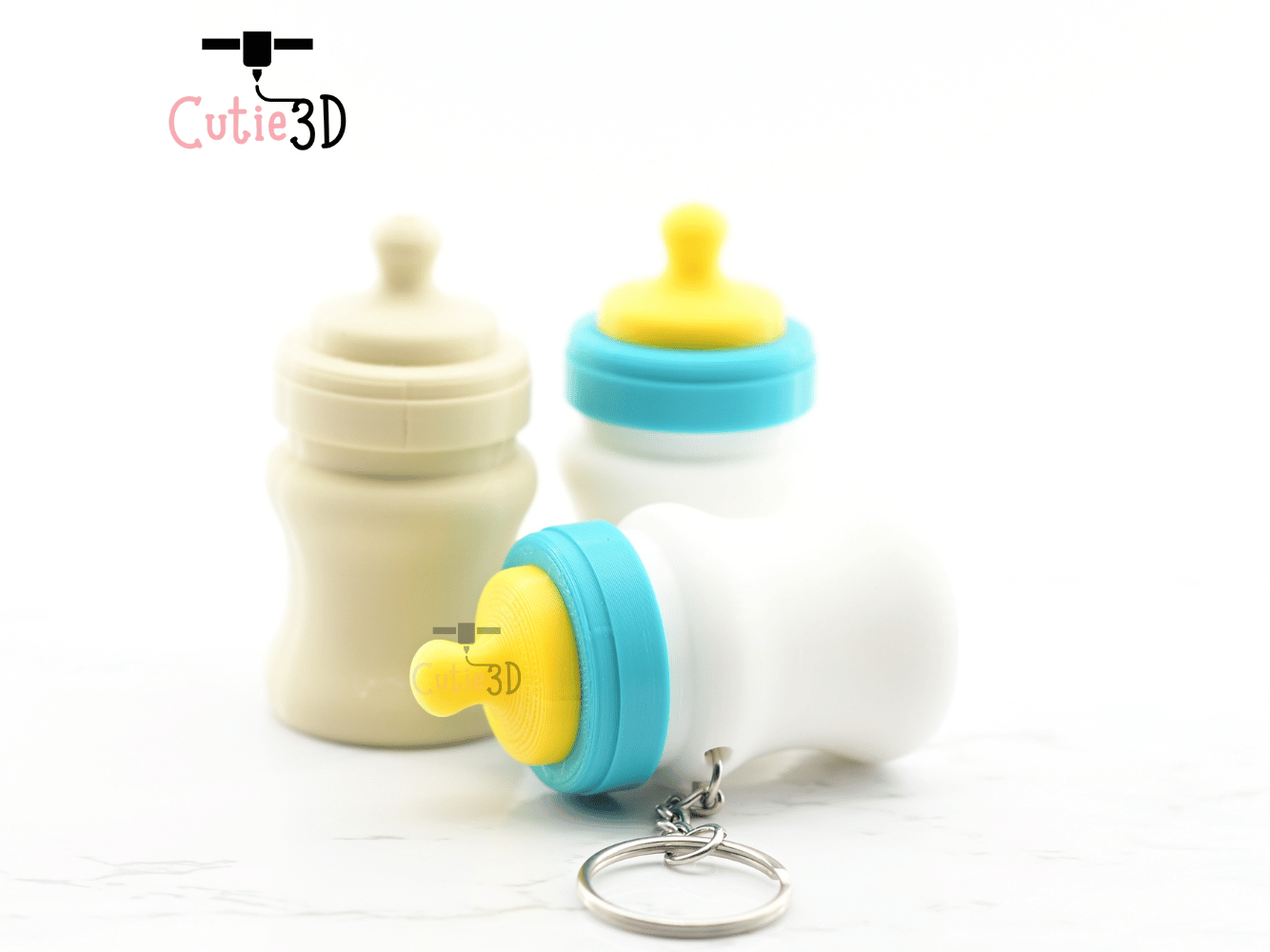 Digital Downloads - Cutie3D Keycap Fidget Clicker Baby Milk Bottle Keychain - Cute Backpack Keychain
