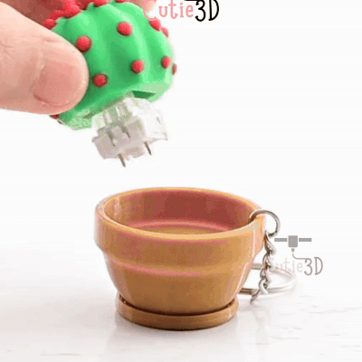 Digital Downloads - Cutie3D Keycap Fidget Clicker Cactus Planter Keychain - Cute Backpack Keychain