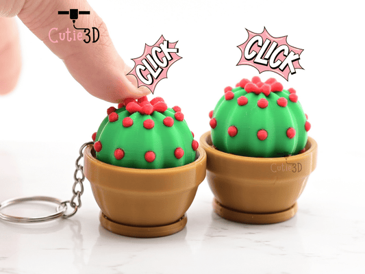 Digital Downloads - Cutie3D Keycap Fidget Clicker Cactus Planter Keychain - Cute Backpack Keychain