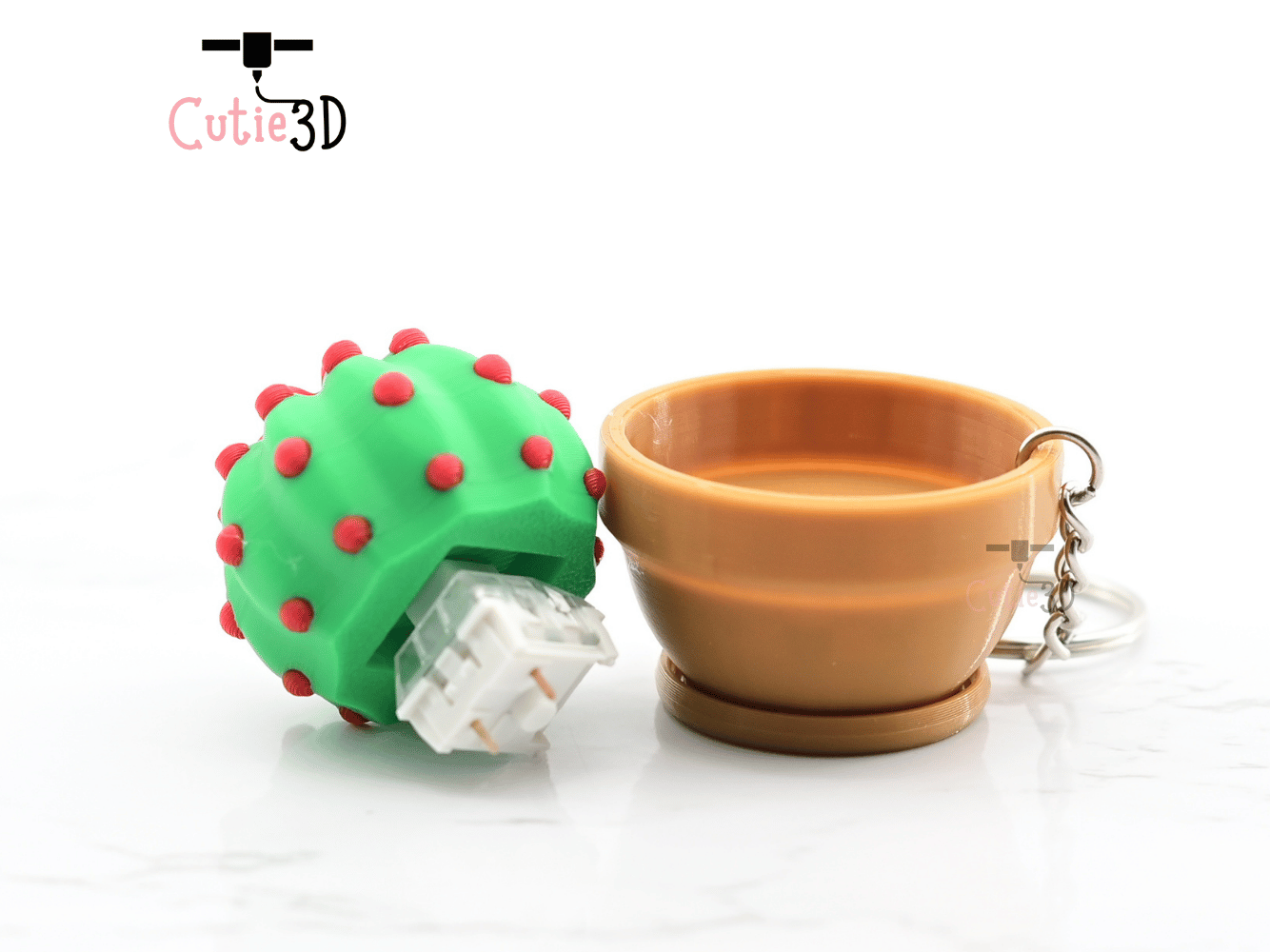 Digital Downloads - Cutie3D Keycap Fidget Clicker Cactus Planter Keychain - Cute Backpack Keychain