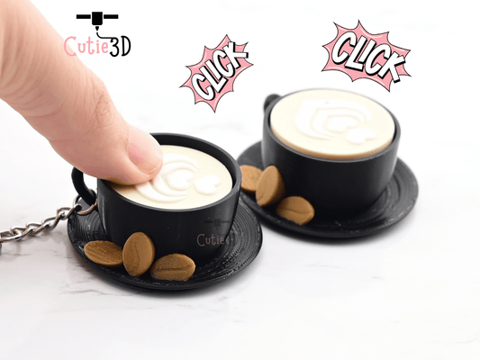 Digital Downloads - Cutie3D Keycap Fidget Clicker Coffee Cappuccino Keychain - Cute Backpack Keychain