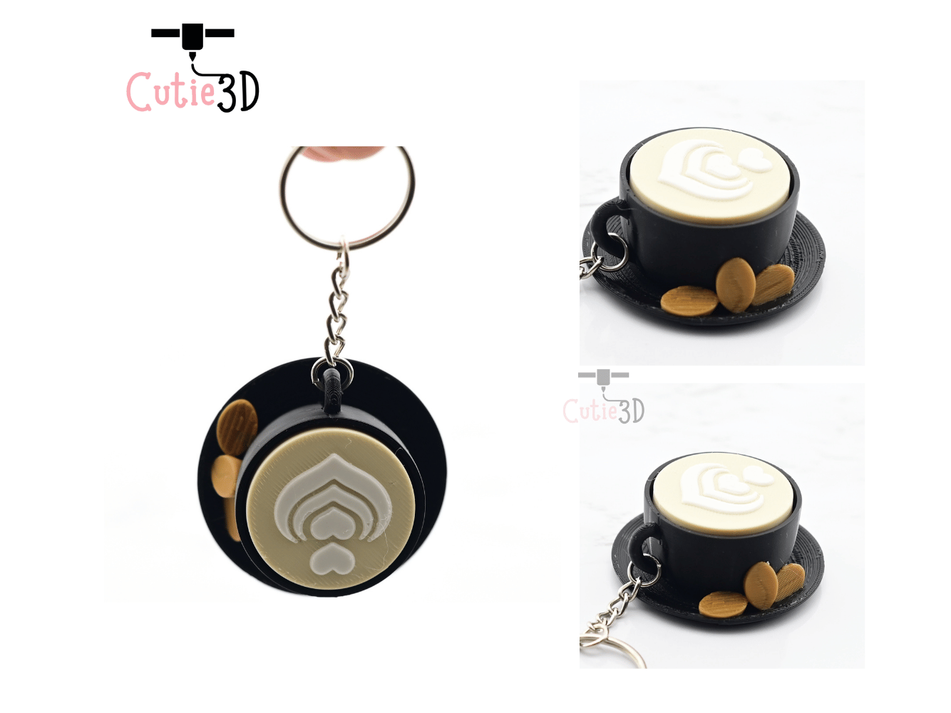 Digital Downloads - Cutie3D Keycap Fidget Clicker Coffee Cappuccino Keychain - Cute Backpack Keychain