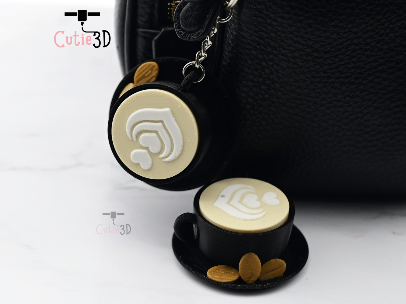 Digital Downloads - Cutie3D Keycap Fidget Clicker Coffee Cappuccino Keychain - Cute Backpack Keychain