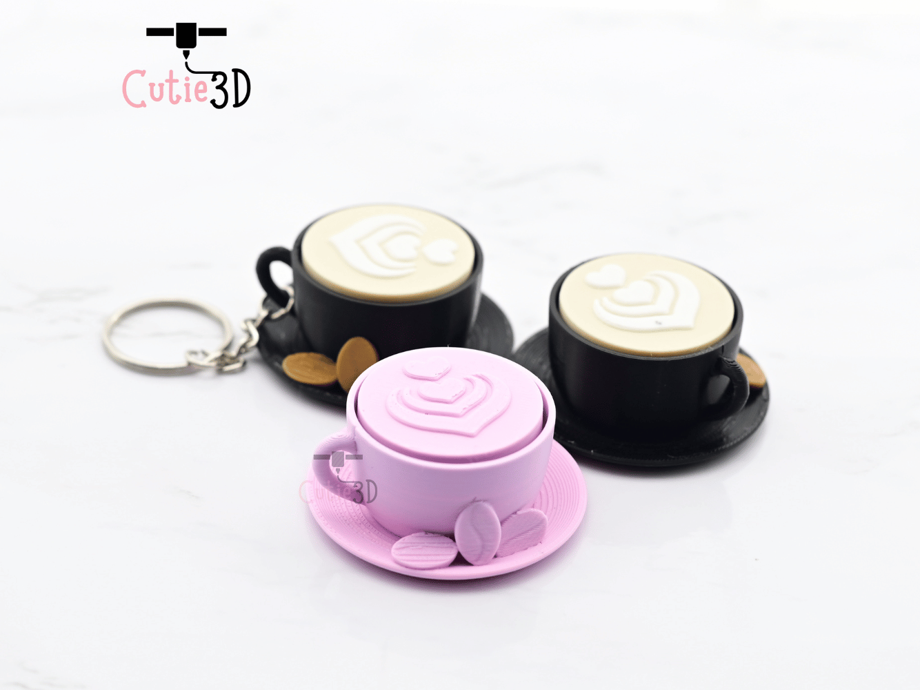 Digital Downloads - Cutie3D Keycap Fidget Clicker Coffee Cappuccino Keychain - Cute Backpack Keychain