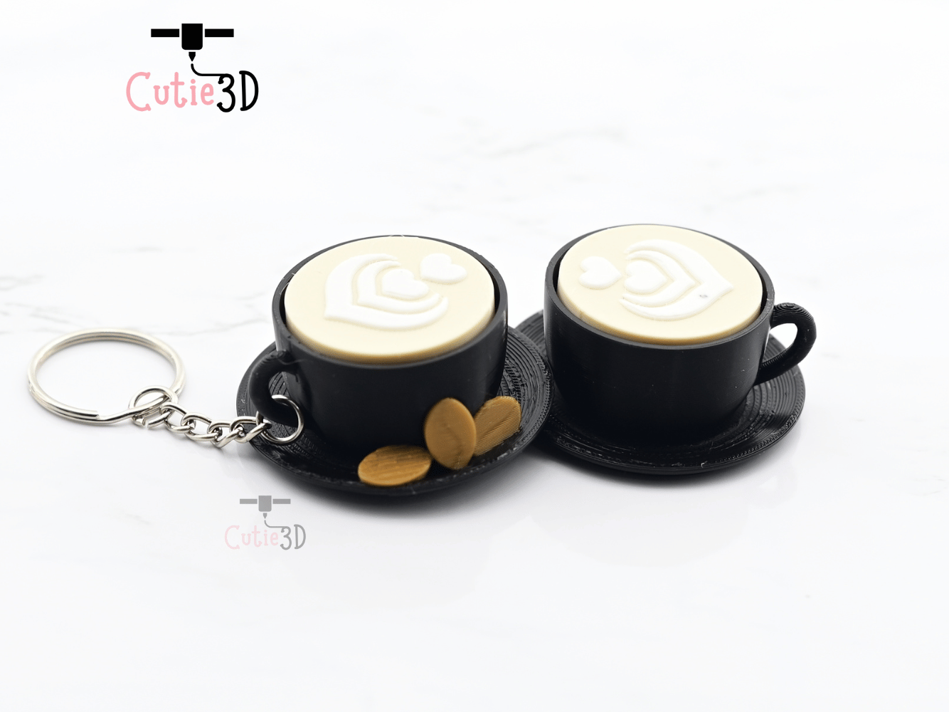 Digital Downloads - Cutie3D Keycap Fidget Clicker Coffee Cappuccino Keychain - Cute Backpack Keychain