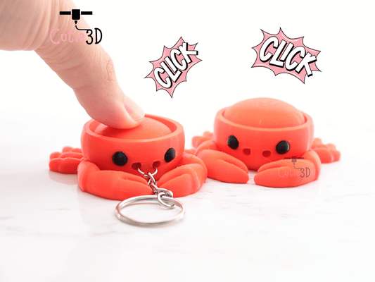 Digital Downloads - Cutie3D Keycap Fidget Clicker Crab Keychain - Cute Backpack Keychain