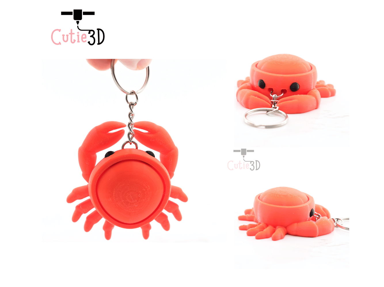 Digital Downloads - Cutie3D Keycap Fidget Clicker Crab Keychain - Cute Backpack Keychain