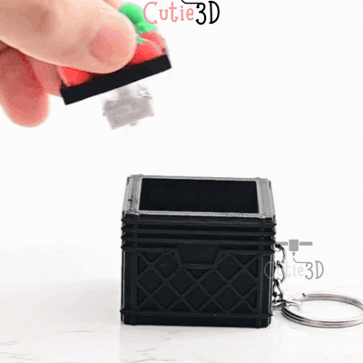 Digital Downloads - Cutie3D Keycap Fidget Clicker Crate With Cute Veggies Keychain - Cute Backpack Keychain