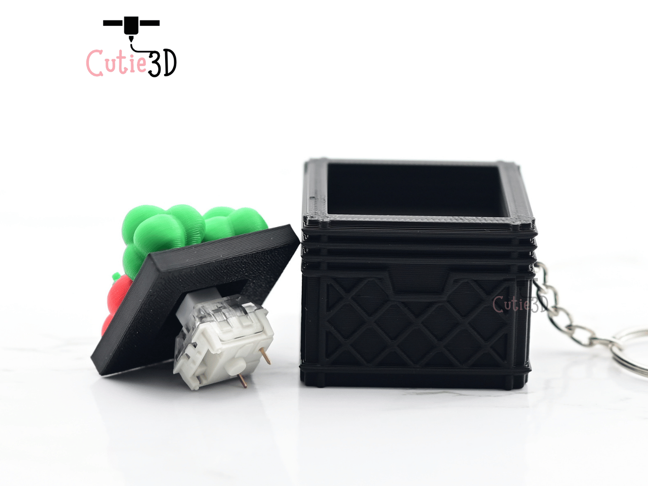 Digital Downloads - Cutie3D Keycap Fidget Clicker Crate With Cute Veggies Keychain - Cute Backpack Keychain