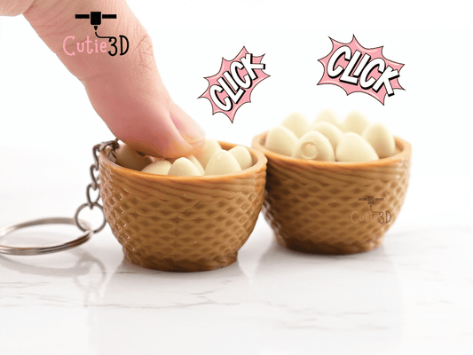 Digital Downloads - Cutie3D Keycap Fidget Clicker Egg Basket Keychain - Cute Backpack Keychain