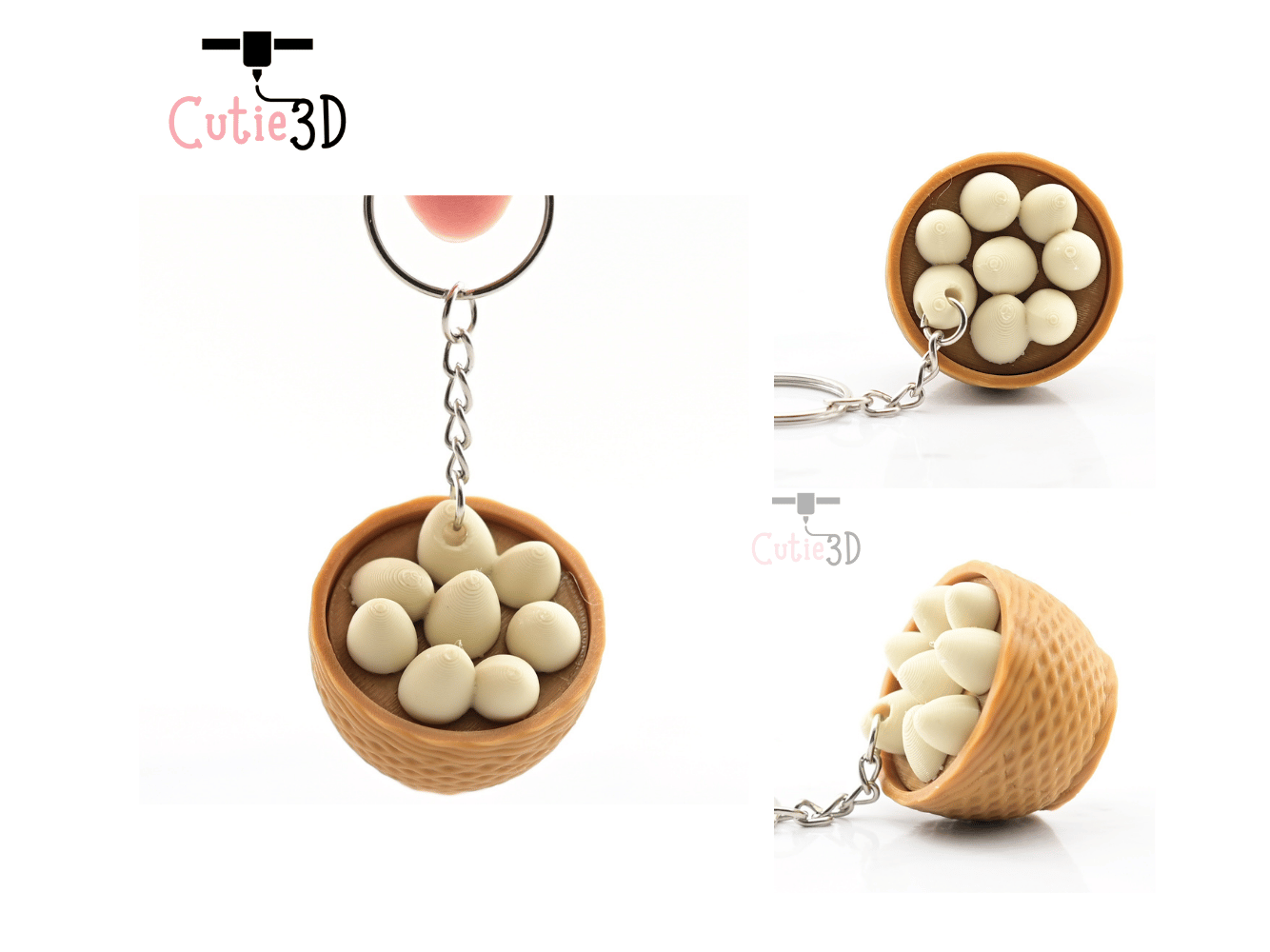 Digital Downloads - Cutie3D Keycap Fidget Clicker Egg Basket Keychain - Cute Backpack Keychain