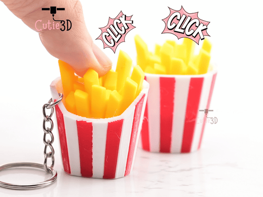 Digital Downloads - Cutie3D Keycap Fidget Clicker French Fries Keychain - Cute Backpack Keychain
