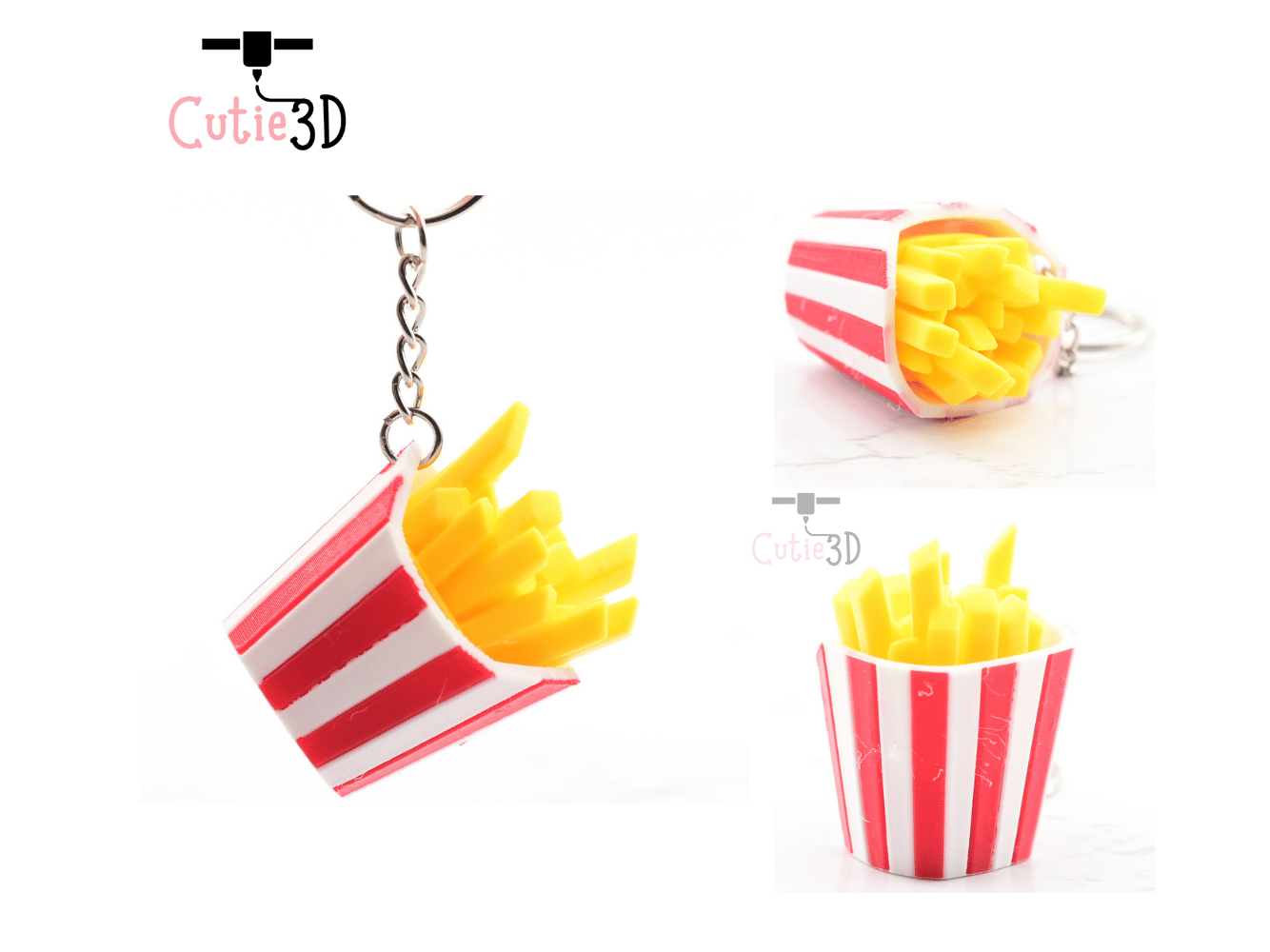 Digital Downloads - Cutie3D Keycap Fidget Clicker French Fries Keychain - Cute Backpack Keychain