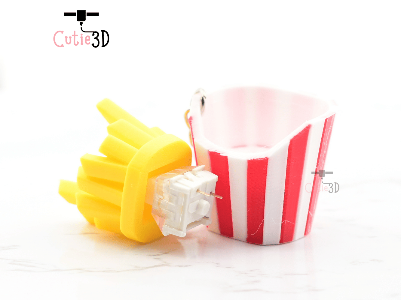Digital Downloads - Cutie3D Keycap Fidget Clicker French Fries Keychain - Cute Backpack Keychain