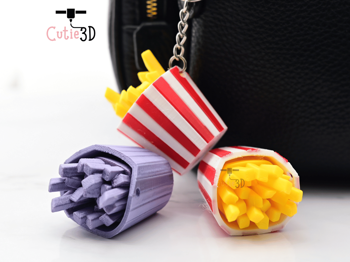 Digital Downloads - Cutie3D Keycap Fidget Clicker French Fries Keychain - Cute Backpack Keychain