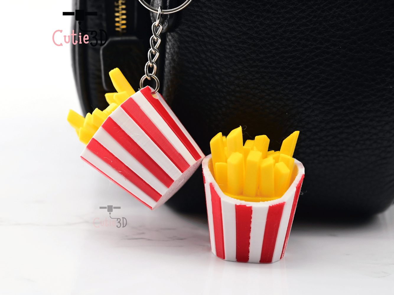 Digital Downloads - Cutie3D Keycap Fidget Clicker French Fries Keychain - Cute Backpack Keychain