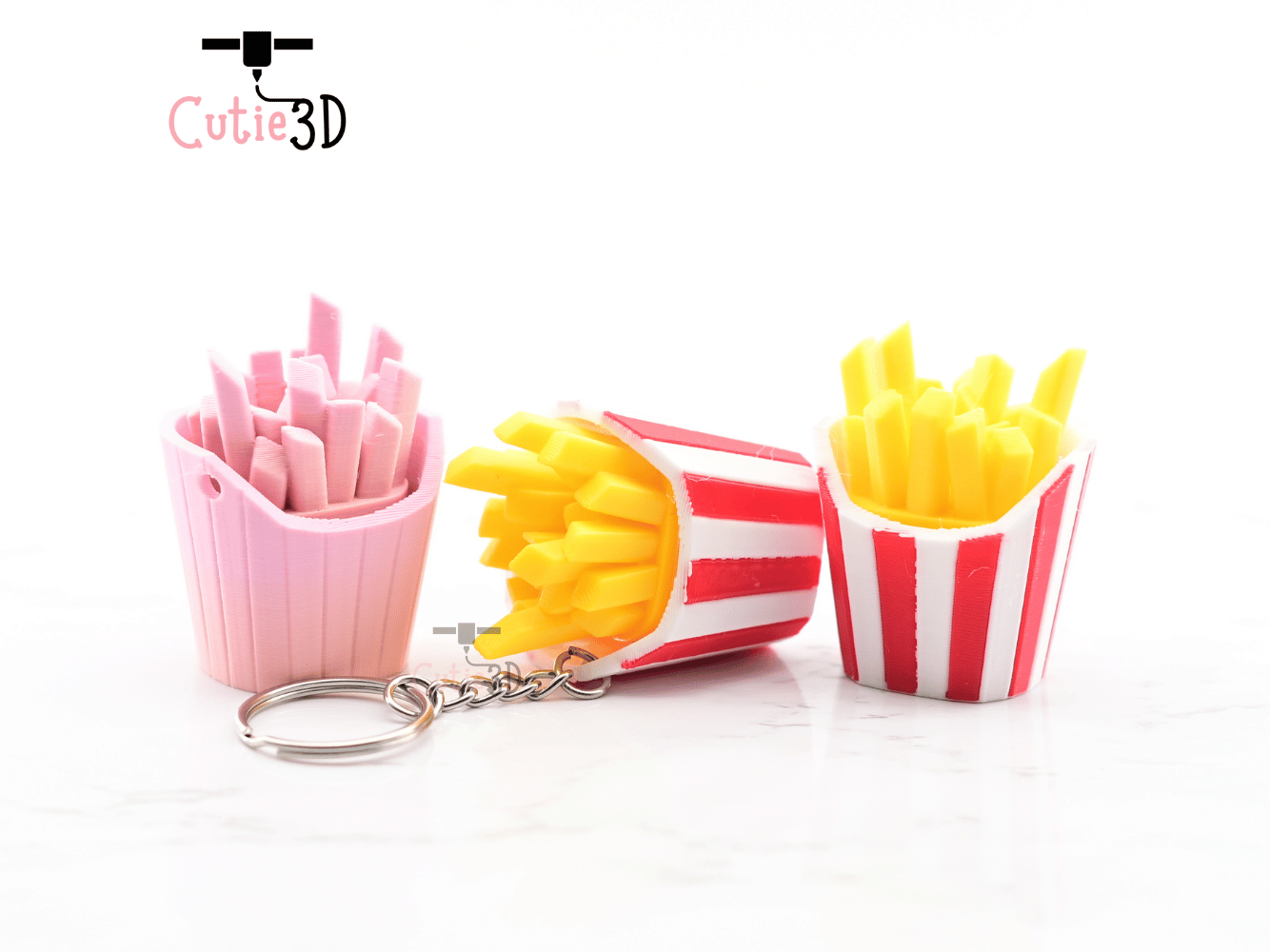 Digital Downloads - Cutie3D Keycap Fidget Clicker French Fries Keychain - Cute Backpack Keychain