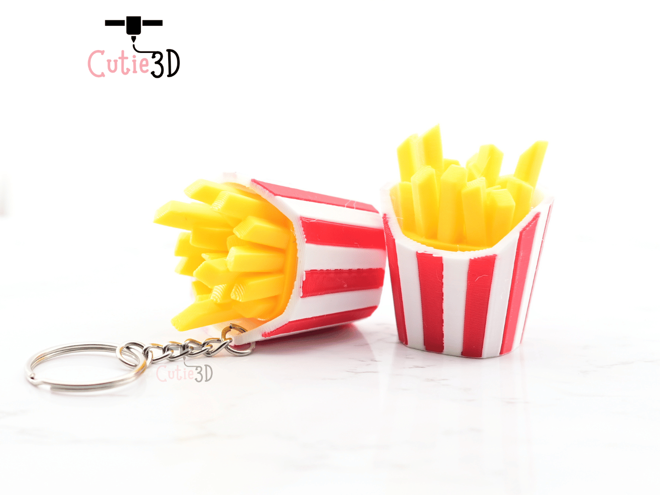 Digital Downloads - Cutie3D Keycap Fidget Clicker French Fries Keychain - Cute Backpack Keychain
