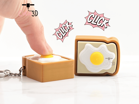 Digital Downloads - Cutie3D Keycap Fidget Clicker Fried Egg On Toast Keychain - Cute Backpack Keychain
