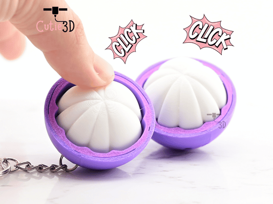 Digital Downloads - Cutie3D Keycap Fidget Clicker Half Cut Mangosteen Keychain - Cute Backpack Keychain