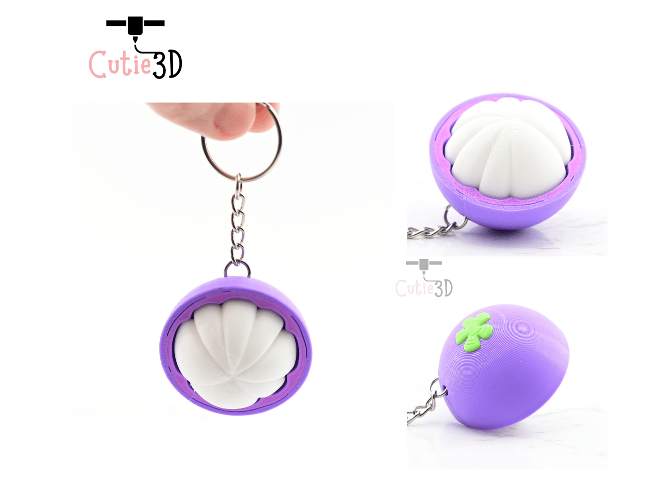 Digital Downloads - Cutie3D Keycap Fidget Clicker Half Cut Mangosteen Keychain - Cute Backpack Keychain