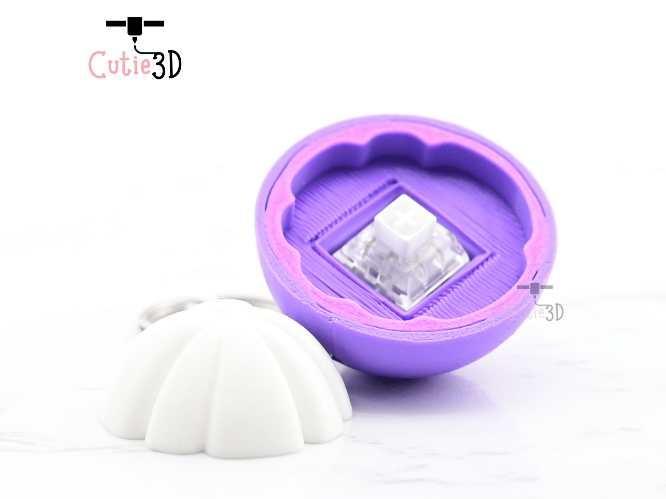 Digital Downloads - Cutie3D Keycap Fidget Clicker Half Cut Mangosteen Keychain - Cute Backpack Keychain