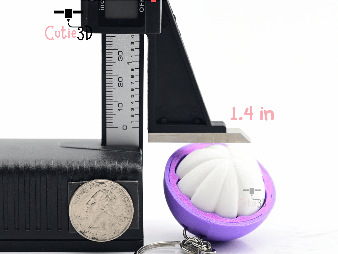 Digital Downloads - Cutie3D Keycap Fidget Clicker Half Cut Mangosteen Keychain - Cute Backpack Keychain