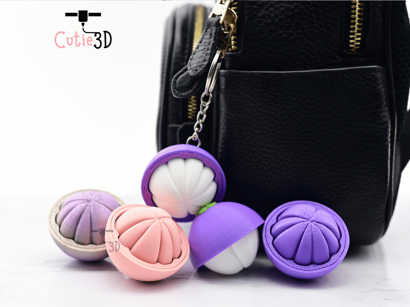 Digital Downloads - Cutie3D Keycap Fidget Clicker Half Cut Mangosteen Keychain - Cute Backpack Keychain