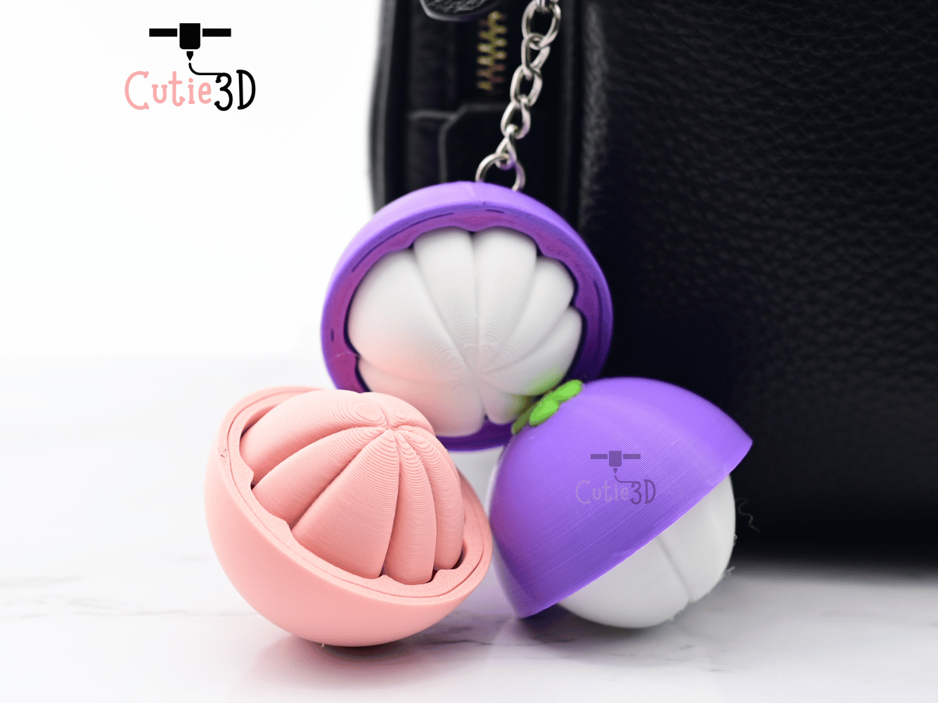 Digital Downloads - Cutie3D Keycap Fidget Clicker Half Cut Mangosteen Keychain - Cute Backpack Keychain