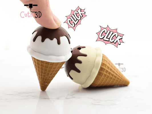 Digital Downloads - Cutie3D Keycap Fidget Clicker Ice Cream Keychain - Cute Backpack Keychain