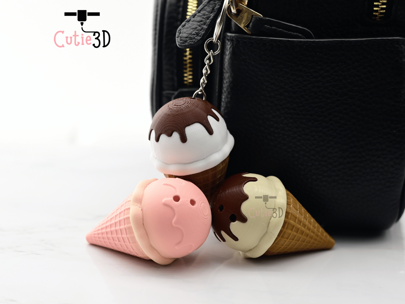 Digital Downloads - Cutie3D Keycap Fidget Clicker Ice Cream Keychain - Cute Backpack Keychain